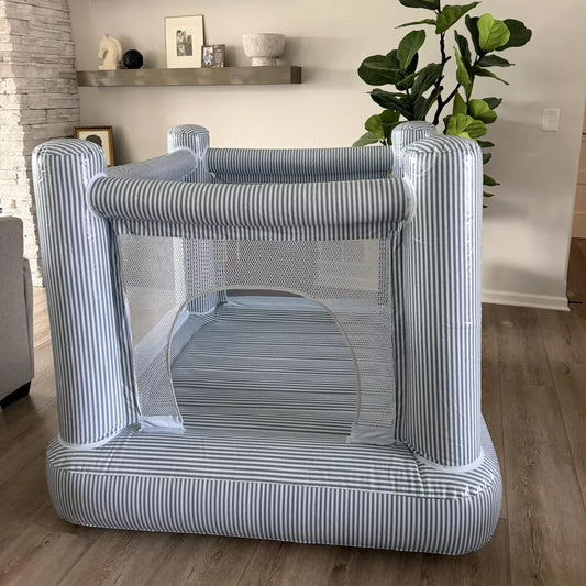 SMOL Mini Bounce House – Blue Stripes Indoor Kids Bouncer