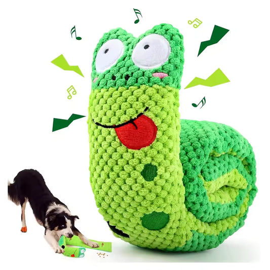 Dog Puzzle Feeder Interactive Snail Toy – Plush Squeak & Treat Dispensing Pet Toy