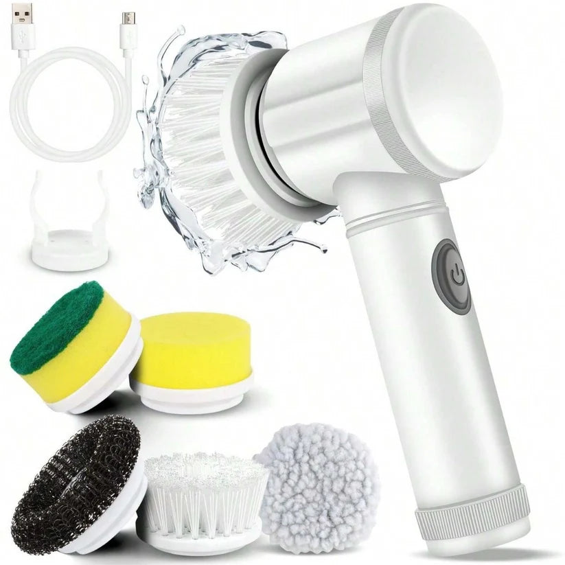 Cordless Electric Cleaning Brush – Multi-Surface Scrubber with 4 Brush Heads