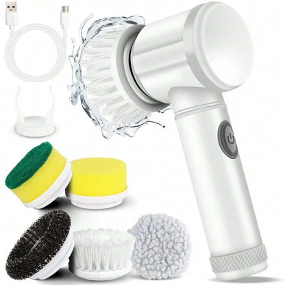 Cordless Electric Cleaning Brush – Multi-Surface Scrubber with 4 Brush Heads