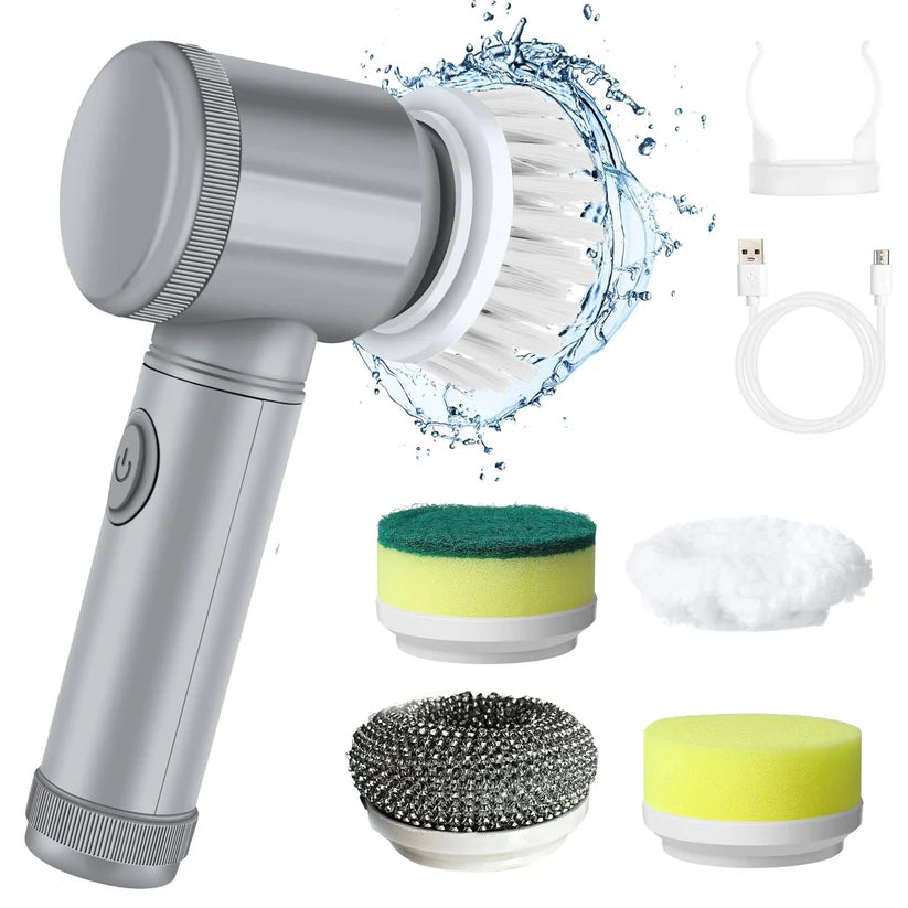 Cordless Electric Cleaning Brush – Multi-Surface Scrubber with 4 Brush Heads