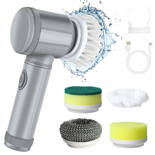 Cordless Electric Cleaning Brush – Multi-Surface Scrubber with 4 Brush Heads