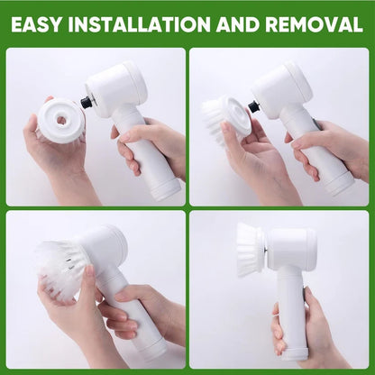 Cordless Electric Cleaning Brush – Multi-Surface Scrubber with 4 Brush Heads