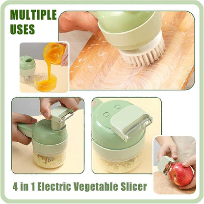 4-in-1 Electric Vegetable Cutter Set – Handheld Mini Electric Grinder & Food Chopper