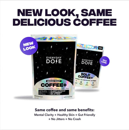 Everyday Dose Bold Mushroom Coffee – Medium Roast with Collagen, Lion’s Mane, Chaga & L-Theanine (30 Servings)