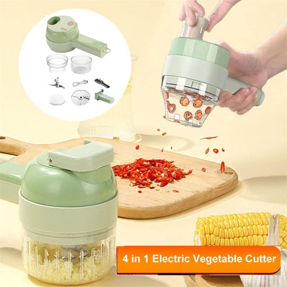 4-in-1 Electric Vegetable Cutter Set – Handheld Mini Electric Grinder & Food Chopper