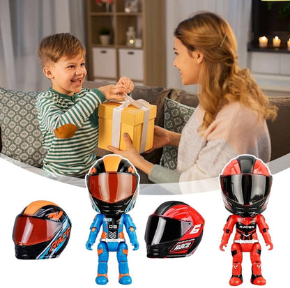 Mini Motorcycle Helmet Heroes Transforming Ornament – Red