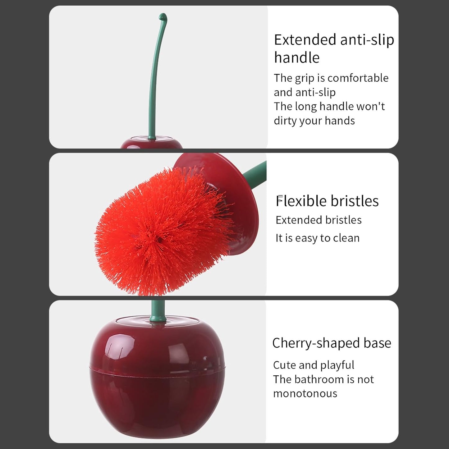 Pumice Toilet Brush – Cherries Shape Heavy-Duty Stain Removal for Lime & Water Marks