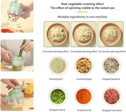 4-in-1 Electric Vegetable Cutter Set – Handheld Mini Electric Grinder & Food Chopper