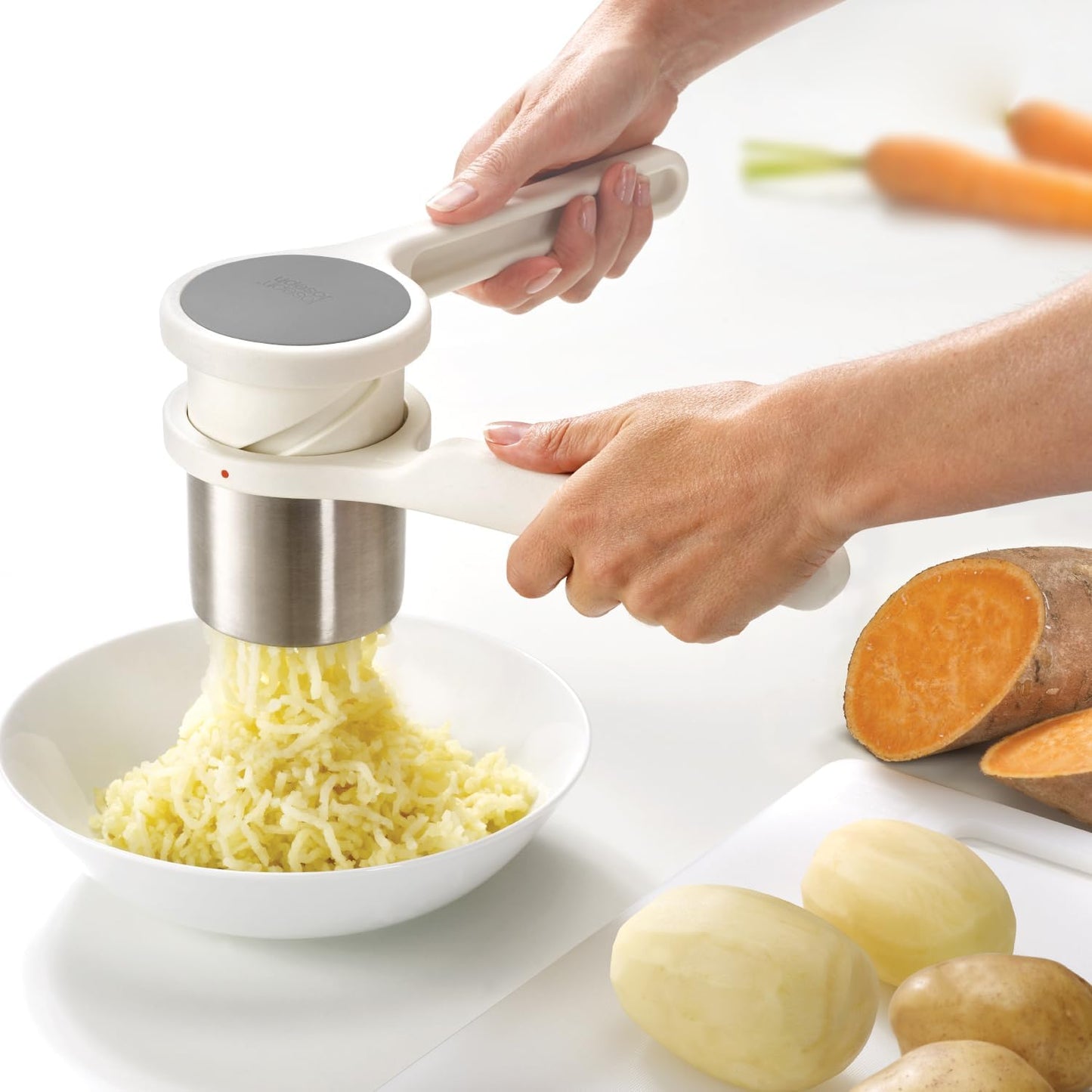 Joseph Joseph Helix Potato Ricer Masher – Ergonomic Twist-Action Stainless Steel