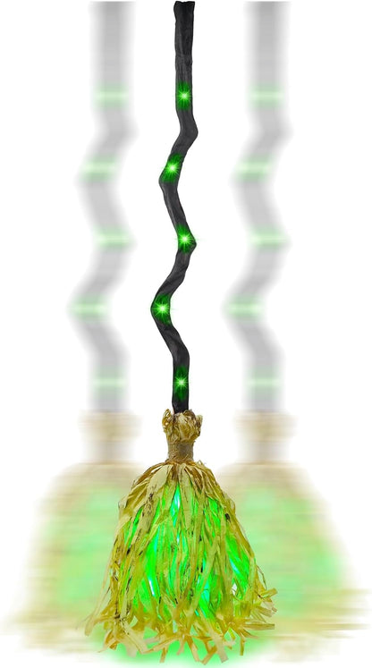 DR.DUDU 35" Animated Witch Broom – Moving, Sound & Touch Activated Halloween Decor