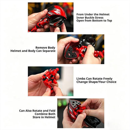 Mini Motorcycle Helmet Heroes Transforming Ornament – Red