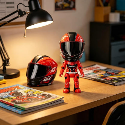 Mini Motorcycle Helmet Heroes Transforming Ornament – Red