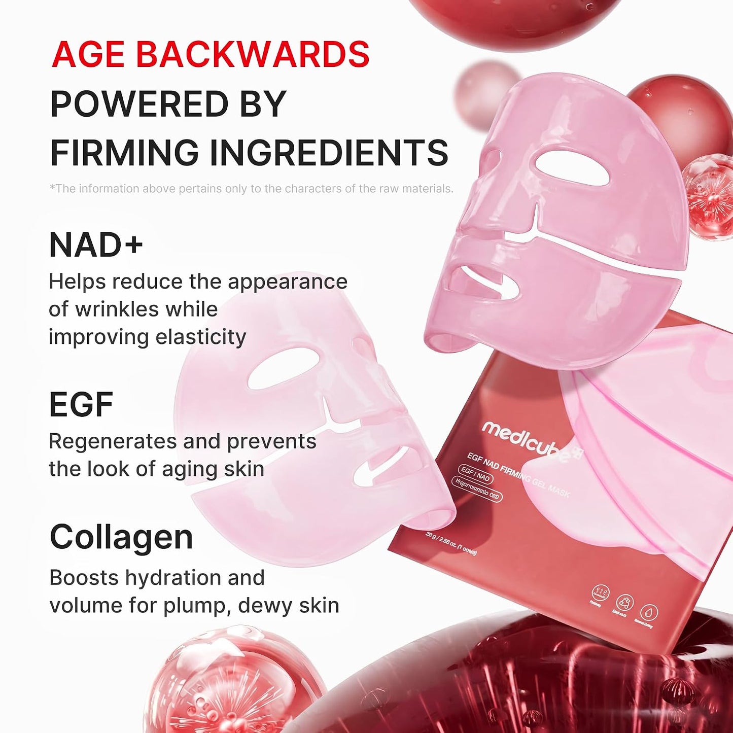 medicube Jelly Gel Mask with Firming NAD+ & EGF, Overnight Face Mask, 28g x 4