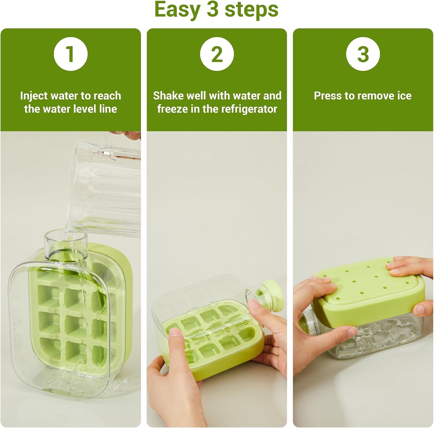 2-in-1 Portable Ice Cube Mold Bottle with Lid & Straw – 16.9oz No-Touch Ice Maker