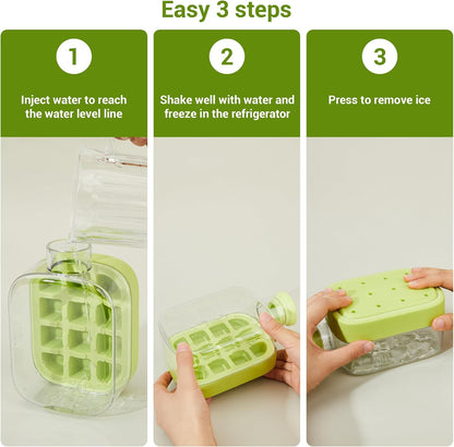 2-in-1 Portable Ice Cube Mold Bottle with Lid & Straw – 16.9oz No-Touch Ice Maker