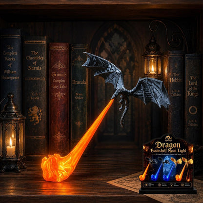 Dragon Bookshelf Nook Light – 3D Printed Fire-Breathing Fantasy Shelf Decor
