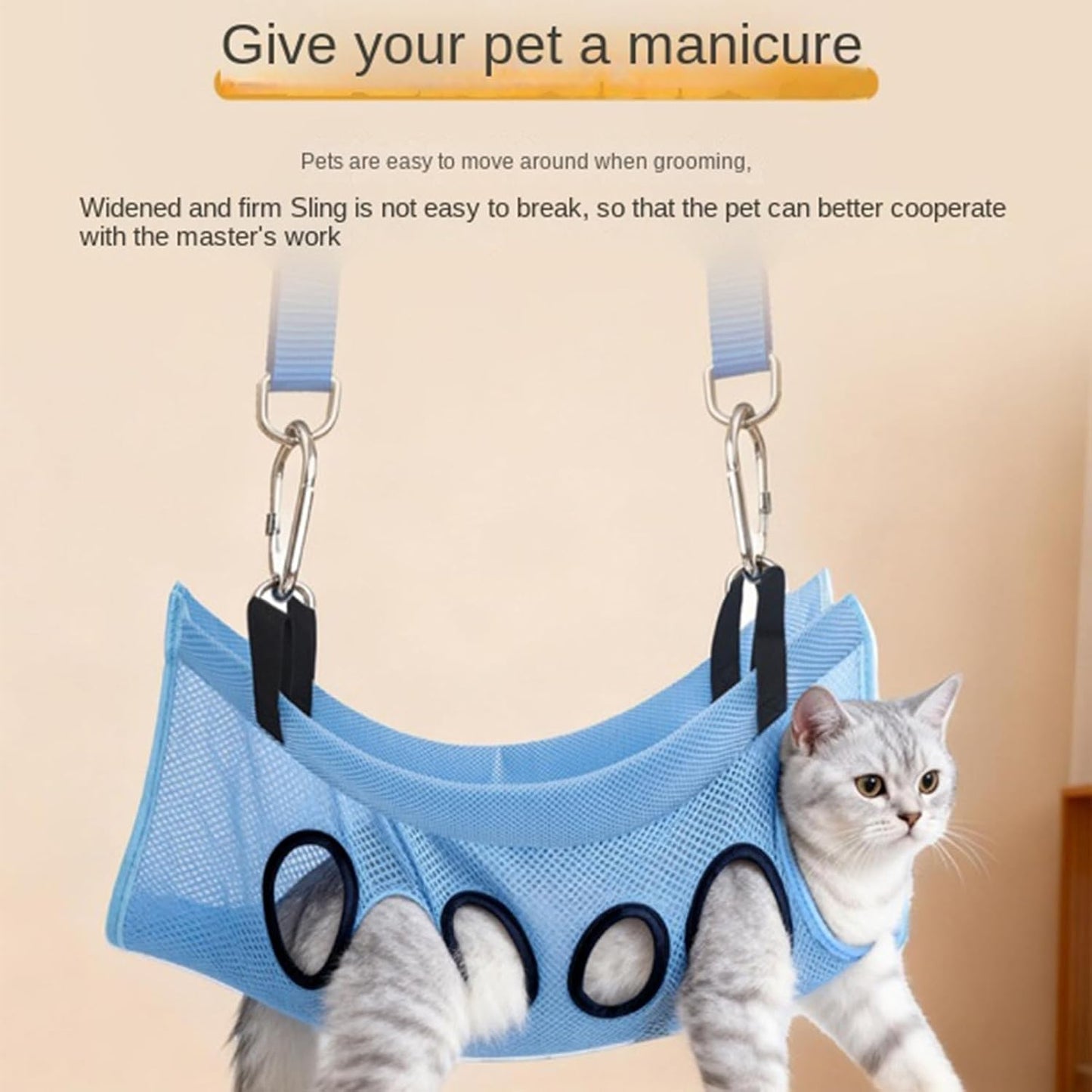 Pet Grooming Hammock – 8-Hole Anti-Escape Design for Cats, Dogs & Puppies