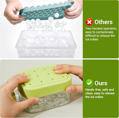 2-in-1 Portable Ice Cube Mold Bottle with Lid & Straw – 16.9oz No-Touch Ice Maker