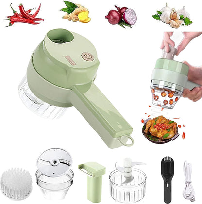 4-in-1 Electric Vegetable Cutter Set – Handheld Mini Electric Grinder & Food Chopper