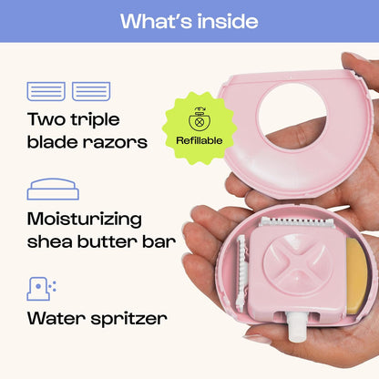 Alleyoop Travel Razor for Women – Portable Mini Shaver with Water Spritzer & Shea Butter Bar