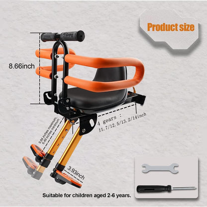 OUSEXI Child Bike Seat Front Mounted – Retractable Foldable Kids Bicycle Seat for Ages 2-6