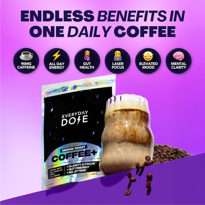 Everyday Dose Bold Mushroom Coffee – Medium Roast with Collagen, Lion’s Mane, Chaga & L-Theanine (30 Servings)