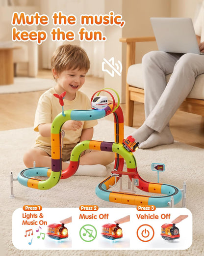 Hahaland 64-Piece Electric Train Set for Kids