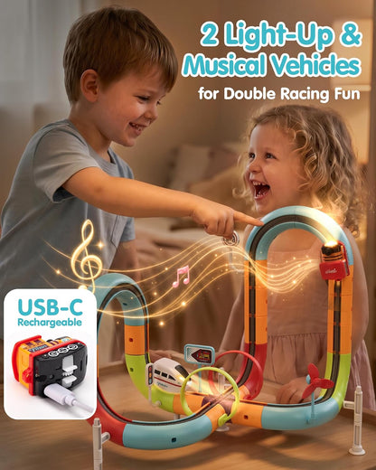 Hahaland 64-Piece Electric Train Set for Kids