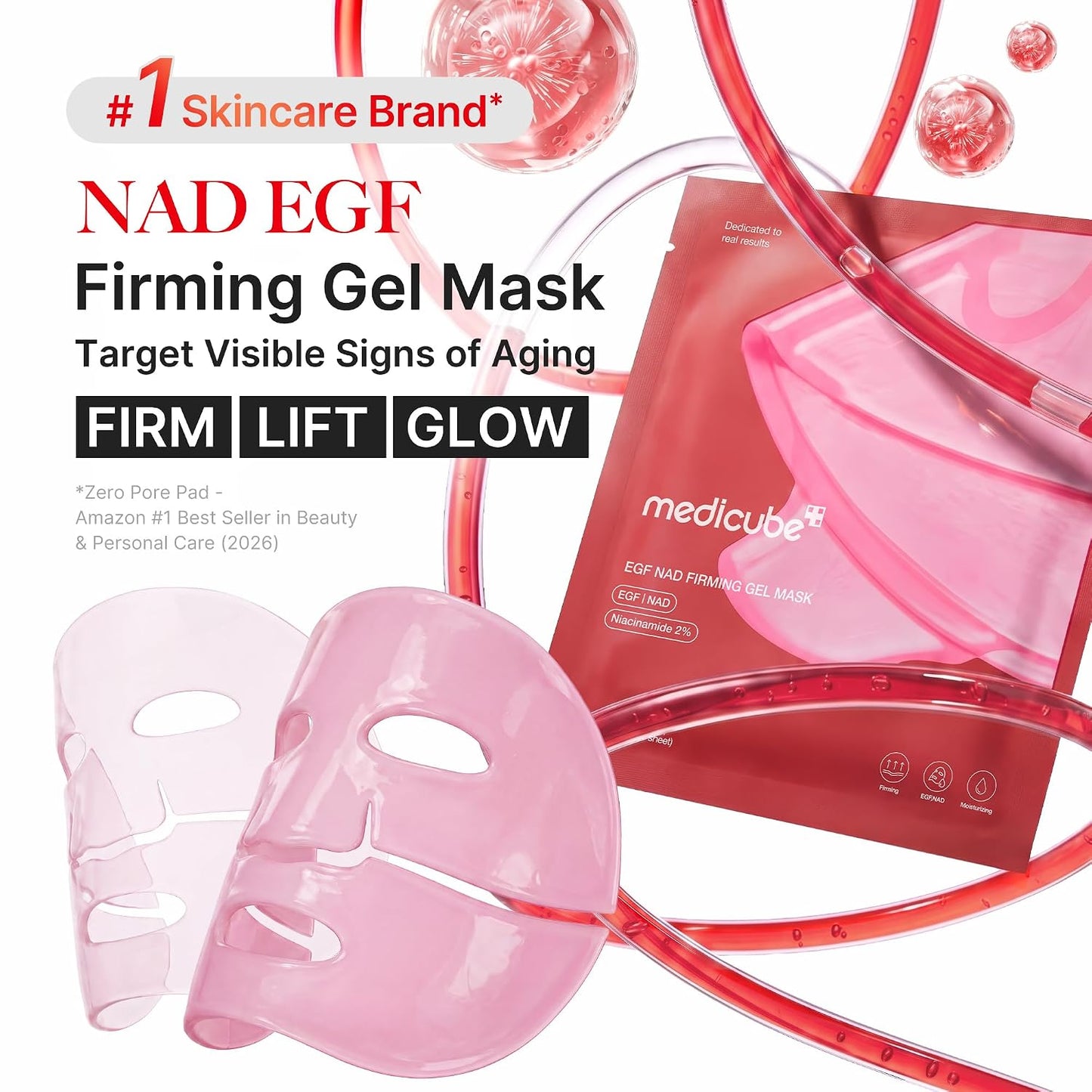 medicube Jelly Gel Mask with Firming NAD+ & EGF, Overnight Face Mask, 28g x 4