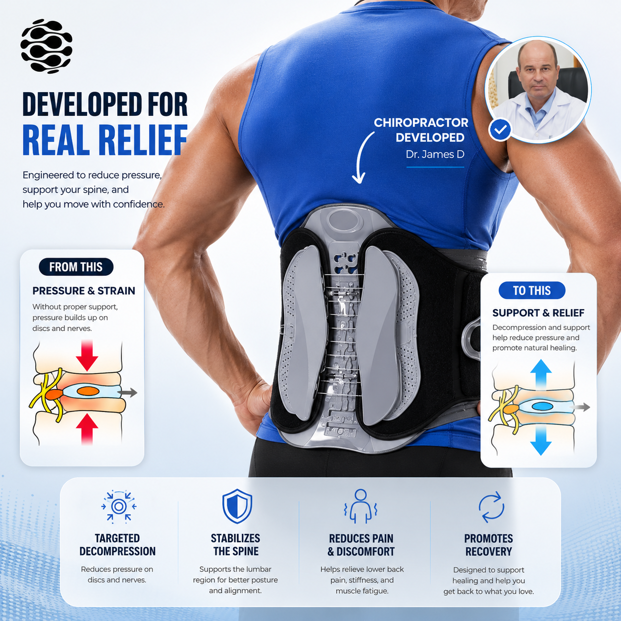 TRUE JOINT™ Back Brace – Sciatica & Lower Back Pain Relief Support