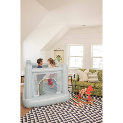 SMOL Mini Bounce House – Blue Stripes Indoor Kids Bouncer