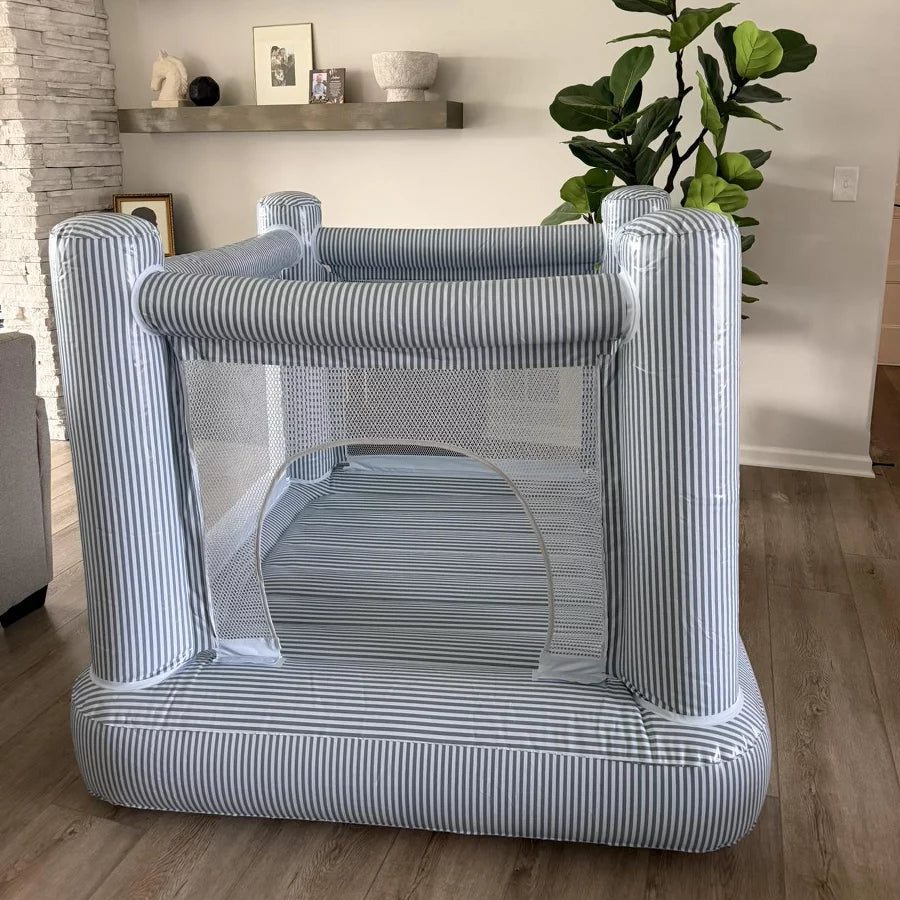 SMOL Mini Bounce House – Blue Stripes Indoor Kids Bouncer