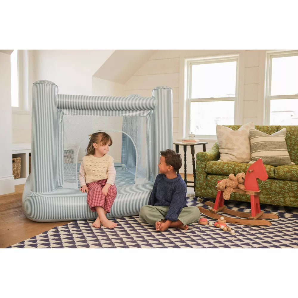 SMOL Mini Bounce House – Blue Stripes Indoor Kids Bouncer