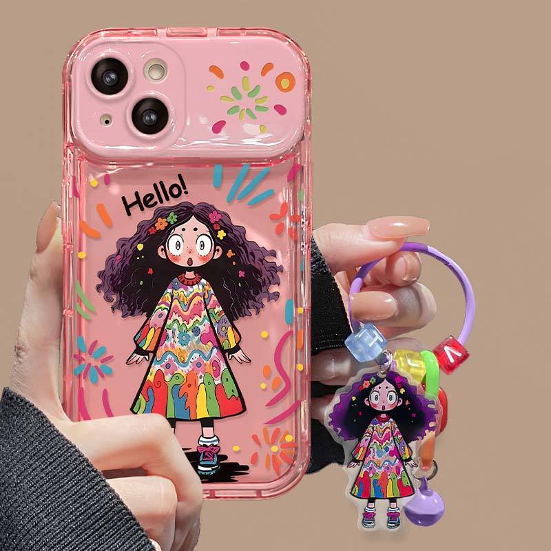 Funny Long Hair Girl Camera Mirror Stand Phone Case – TPU Cover for iPhone