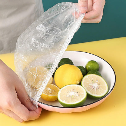 Disposable Plastic Food Cover (100 Pcs) – PE Cling Wrap Storage Covers