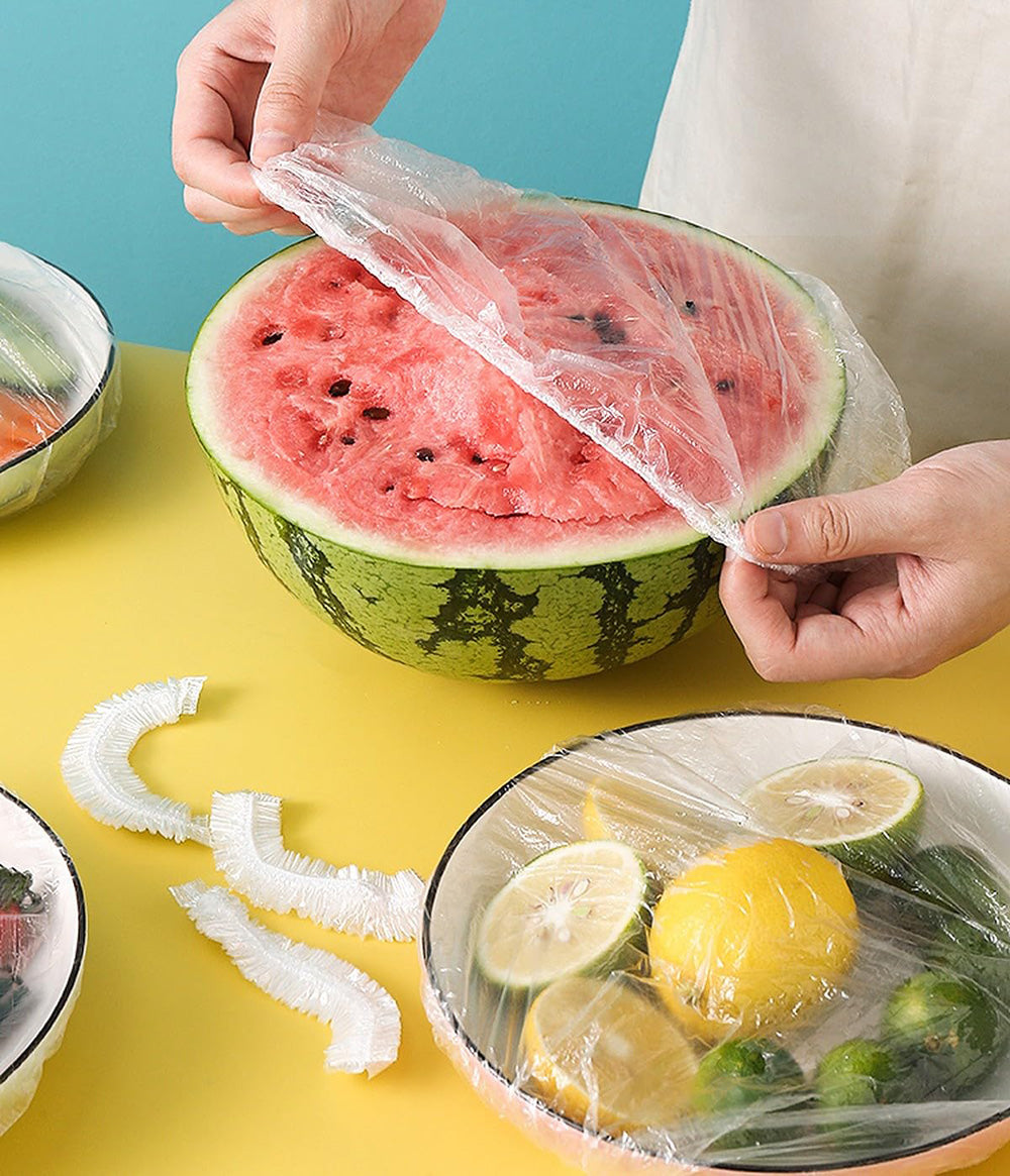 Disposable Plastic Food Cover (100 Pcs) – PE Cling Wrap Storage Covers