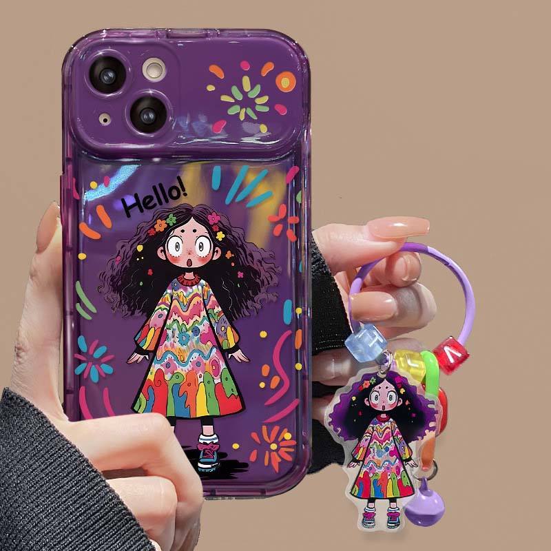 Funny Long Hair Girl Camera Mirror Stand Phone Case – TPU Cover for iPhone