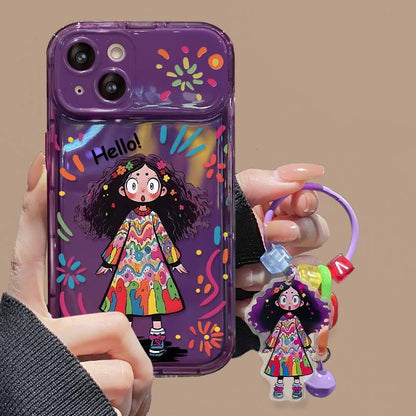 Funny Long Hair Girl Camera Mirror Stand Phone Case – TPU Cover for iPhone