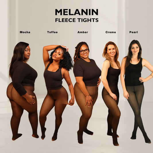 UPGRADED Melanin Fleece Tights™ + SheerZone™ – DiamondFit Gusset, Single Seam Comfort