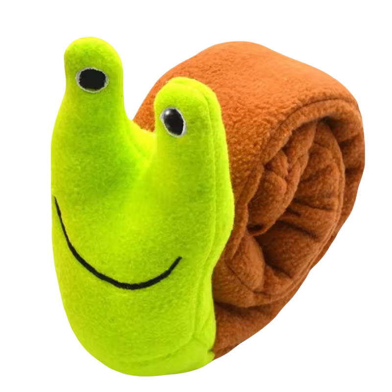 Dog Puzzle Feeder Interactive Snail Toy – Plush Squeak & Treat Dispensing Pet Toy