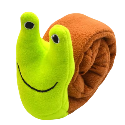 Dog Puzzle Feeder Interactive Snail Toy – Plush Squeak & Treat Dispensing Pet Toy