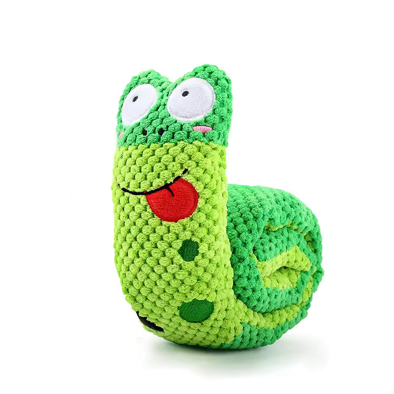 Dog Puzzle Feeder Interactive Snail Toy – Plush Squeak & Treat Dispensing Pet Toy