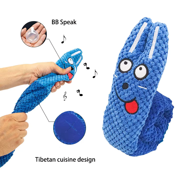 Dog Puzzle Feeder Interactive Snail Toy – Plush Squeak & Treat Dispensing Pet Toy