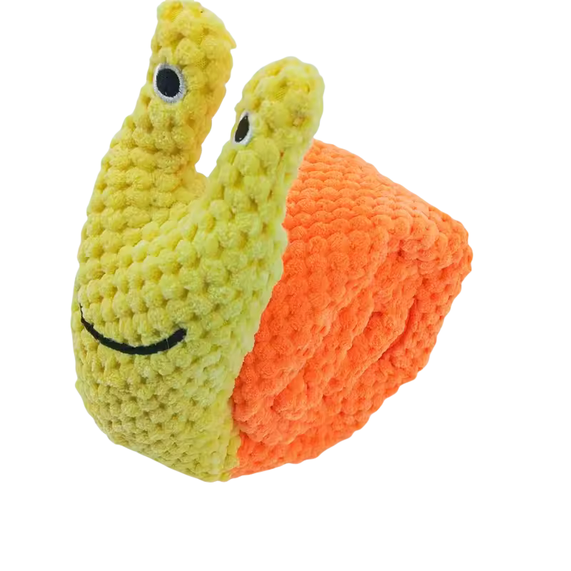 Dog Puzzle Feeder Interactive Snail Toy – Plush Squeak & Treat Dispensing Pet Toy