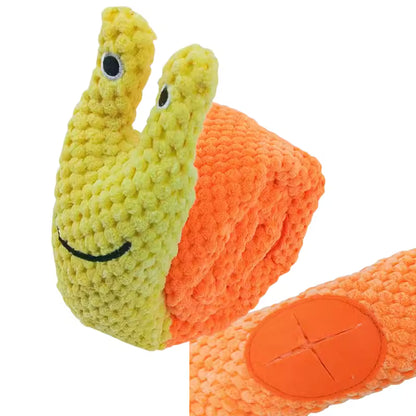 Dog Puzzle Feeder Interactive Snail Toy – Plush Squeak & Treat Dispensing Pet Toy
