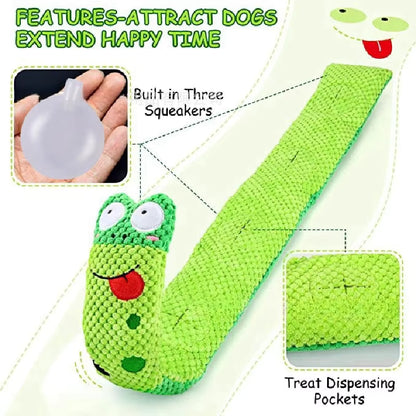 Dog Puzzle Feeder Interactive Snail Toy – Plush Squeak & Treat Dispensing Pet Toy