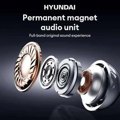 HYUNDAI C03 Clip-On Wireless Headphones – Bluetooth 6.0, 360° ACS Sound, IPX5 Waterproof