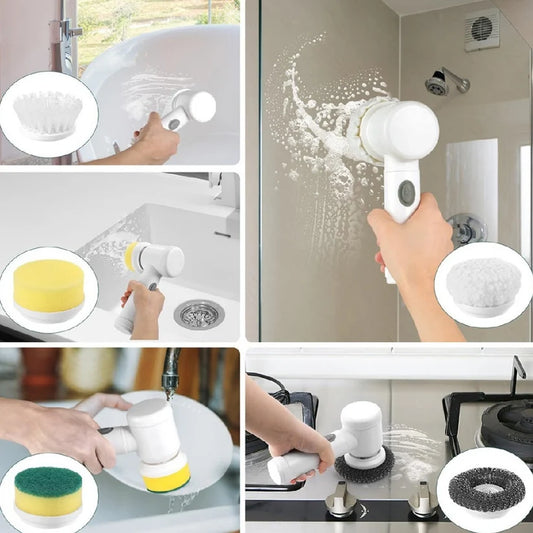 Cordless Electric Cleaning Brush – Multi-Surface Scrubber with 4 Brush Heads