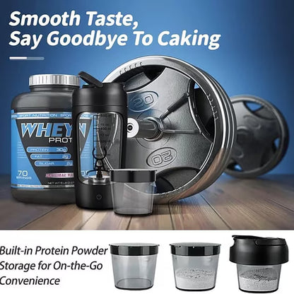 Electric Protein Shaker Bottle 1200mAh – USB-C Rechargeable Blender with Supplement Pod, BPA-Free